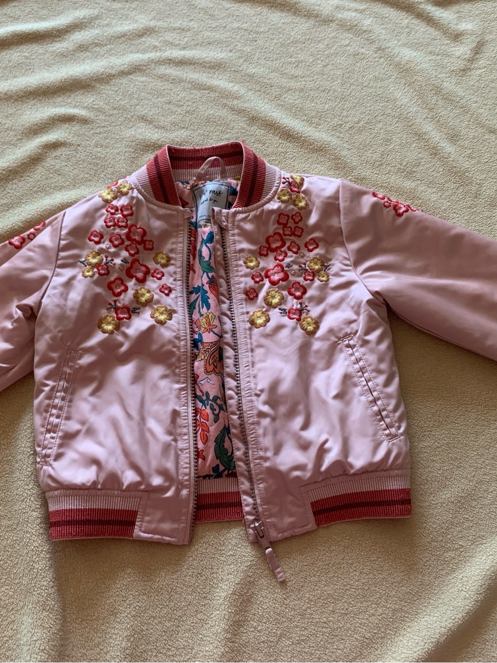next Pink Floral Embroidered Bomber Jacket age 4-5